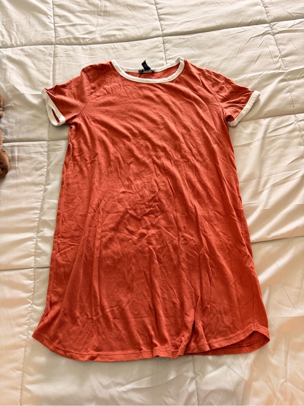 Forever 21 Short Sleeve orange shirt dress with white trim